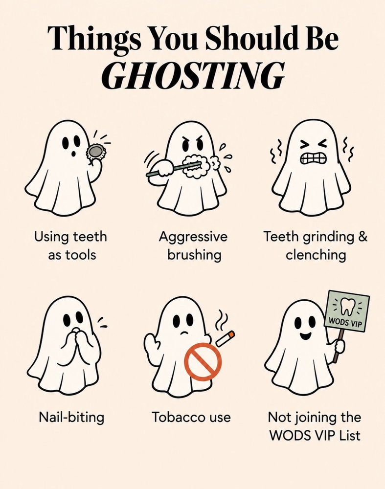 This Halloween, we’re ghosting the habits that can haunt your smile! 🎃 From using your teeth as tools to brushing too aggressively, these...